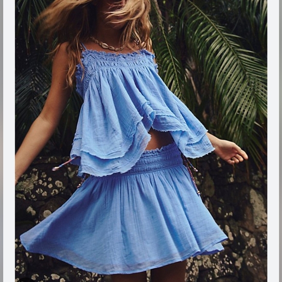 Free People Free Est Tops - New Free People Free-Est Layla Set In Cornflower Blue Size XS
